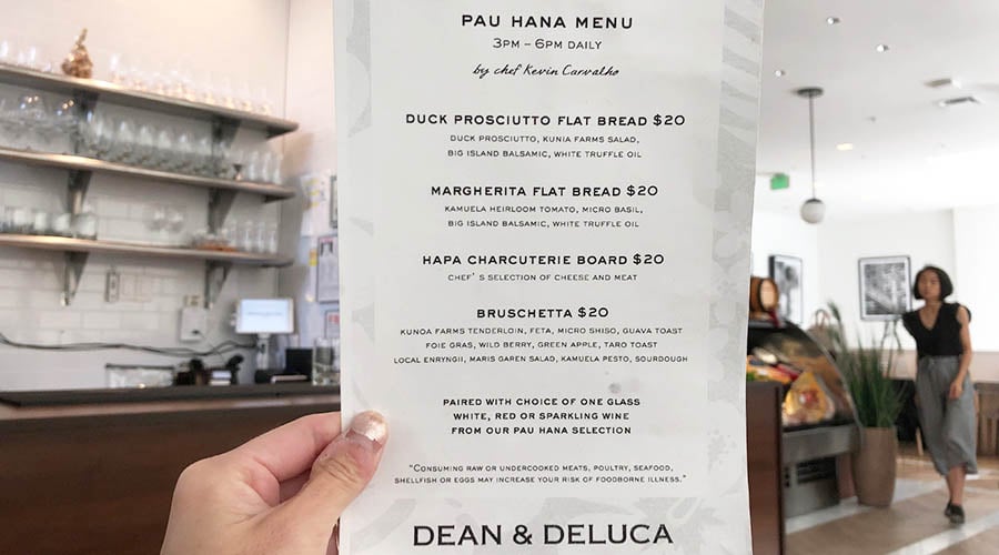 Dean and Deluca happy hour menu