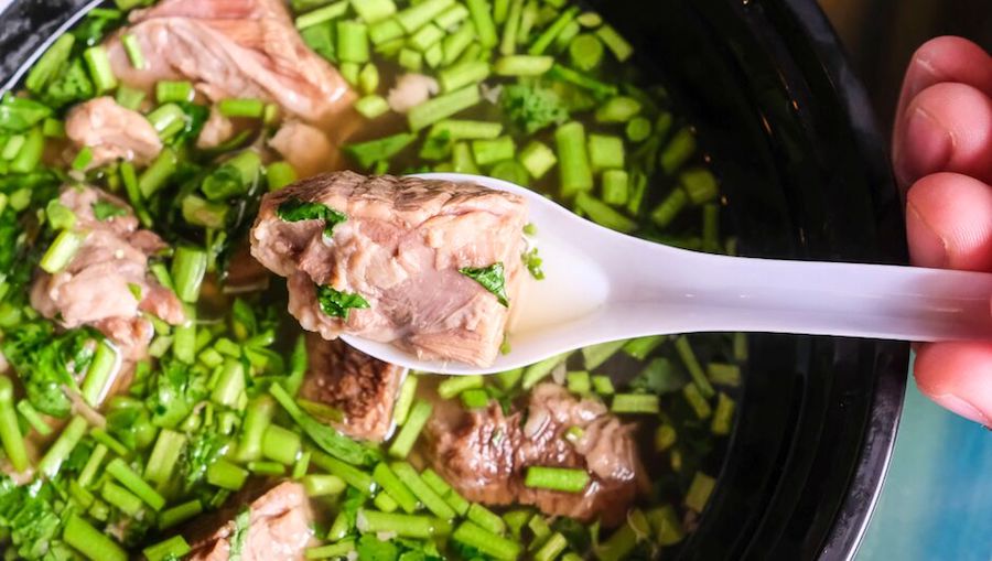Salt beef watercress soup