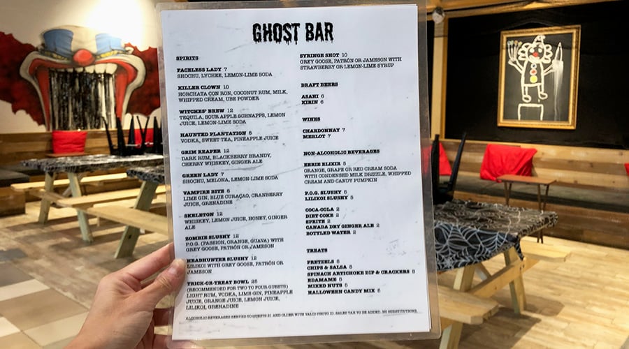 ghost bar kitchen and cocktails menu