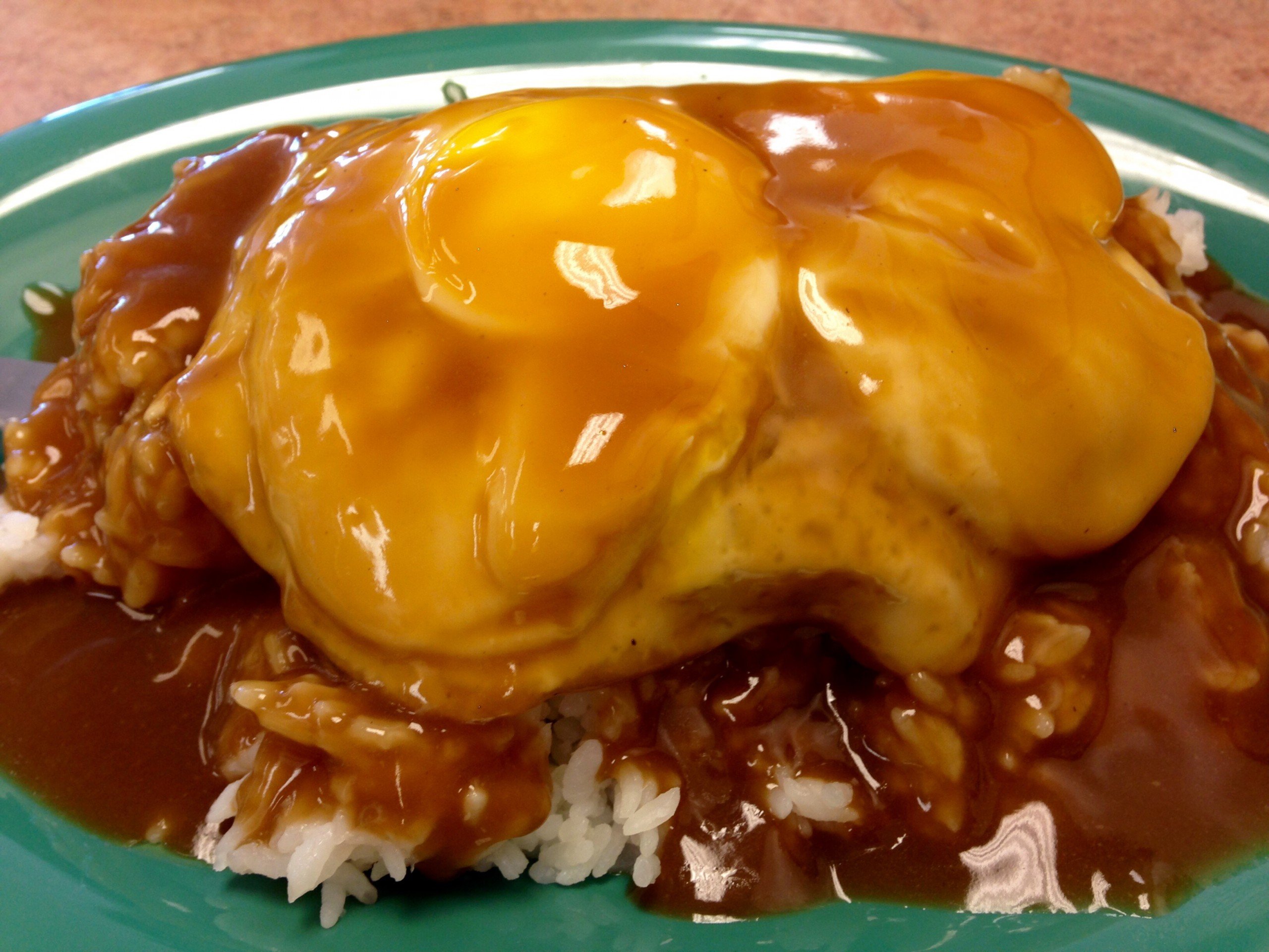 One of the most popular items is the loco moco, you can also substitute the hamburger patty for kalua pig or corned beef hash. The hamburger was too tough for my liking, although it was well seasoned and the gravy was perfect and amazing. 