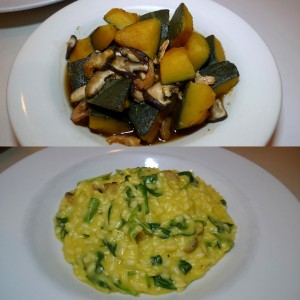 Then: Kabocha with rbi in shoyu sugar. Now: Roasted kabocha risotto.