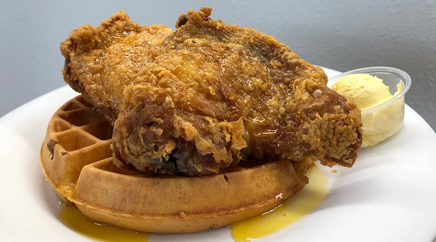 Pancakes and Waffles fried chicken
