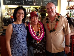 The people behind Koko Head Cafe: Chef Lee Anne Wong (center), with owners Kevin Haney and Denise Luke, who also own 12th Avenue Grill. — Photo by Diane Seo