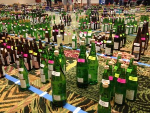 Prep for Joy of Sake, last Friday. 12 bottles each of 384 sakes are unpacked and sorted for different destinations: Judging in Honolulu, followed by Honolulu Joy, then New York City, etc.