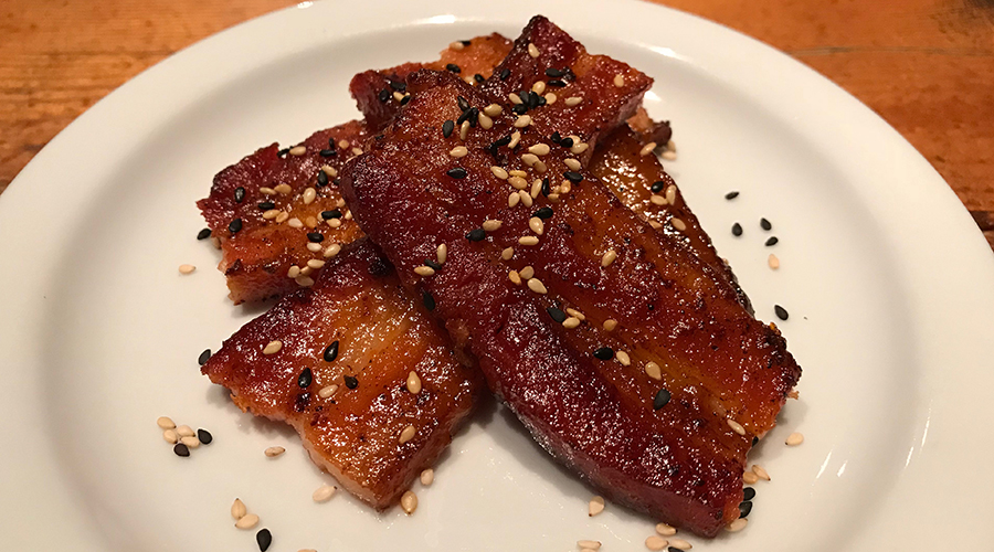 Sesame sriracha double cut bacon from Pint & Jigger.