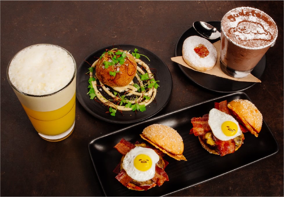 The three-course Plan Check x Gudetama meal features the lazy egg in edible form. Source: Sanrio.com