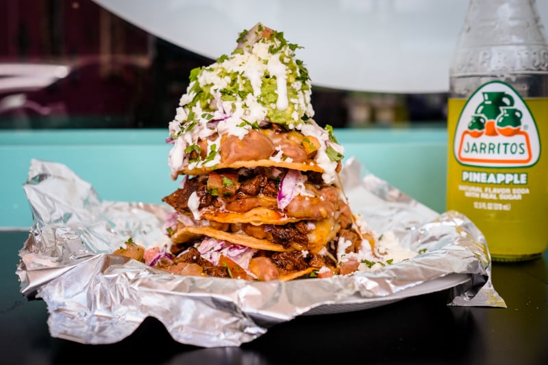 The Stack ($10.50 with carne asada) at King Street Tacos is a glorious sight to behold. 