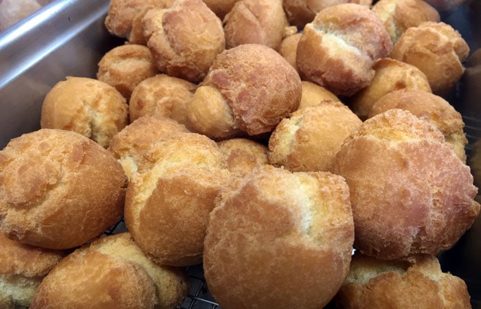 If you walk in soon after opening, the counter case should be full of fresh sweet potato mochi (80 cents each) and andagi ($1 each).