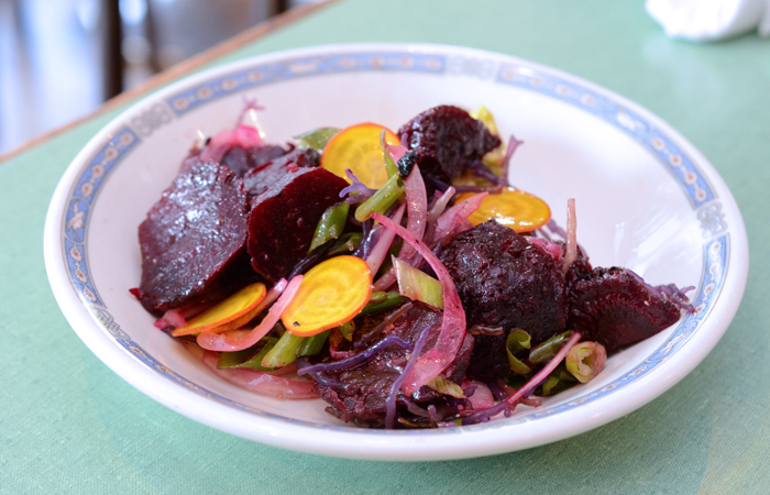 I love any dish with ogo and the beets ($10) with macadamia nuts, sesame seeds, avocado and ogo are delicious. At first glance you wouldn't think the salty crunch from ogo would pair well with the earthiness of the beets but it works in every way. Photo by Thomas Obungen