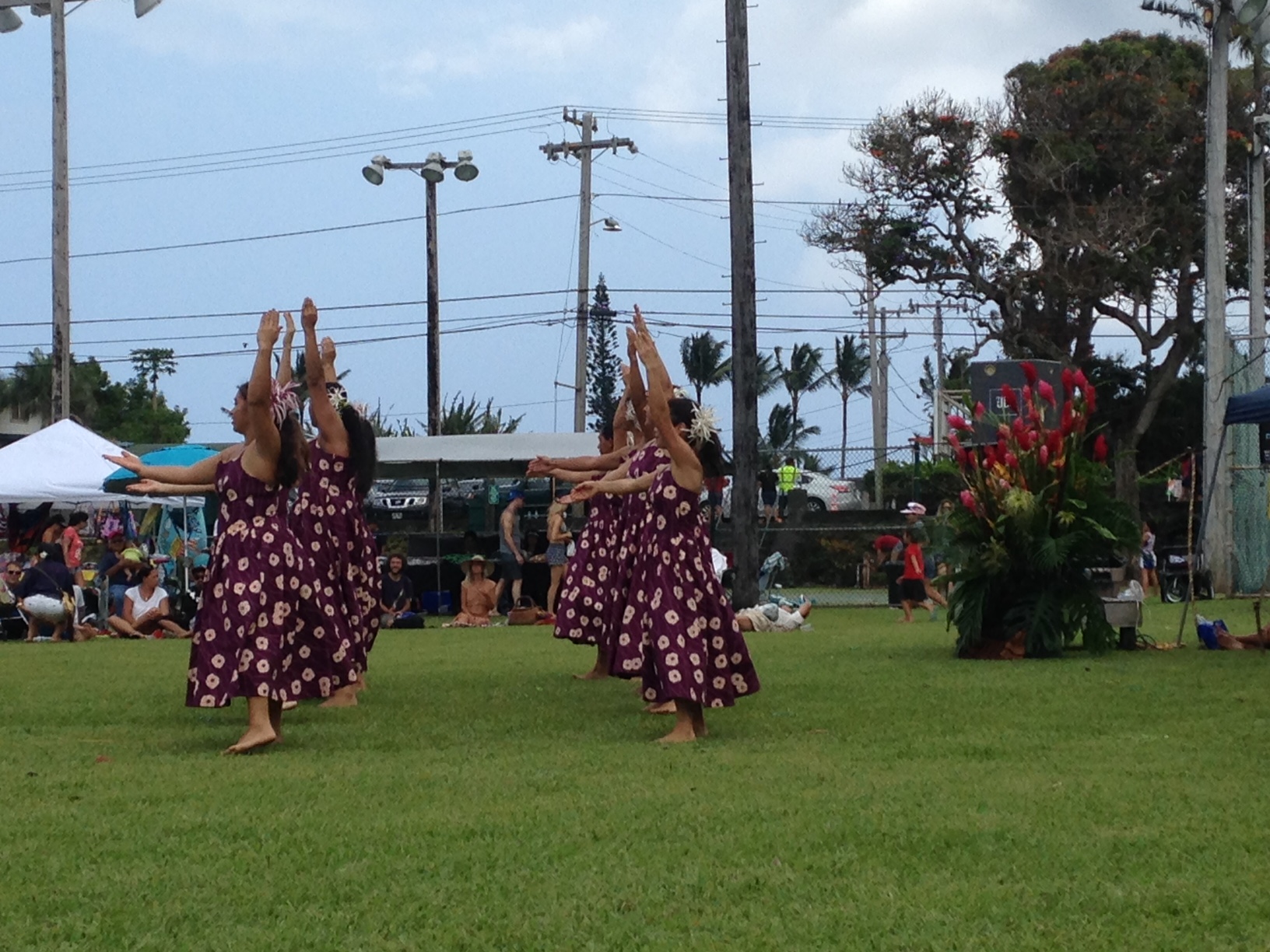 Hula dancers perform at the East Maui Taro Fest.
