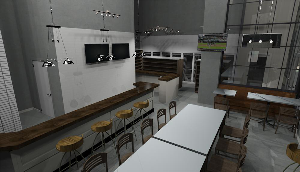 A rendering of the new Village Bottle Shop & Tasting Room.