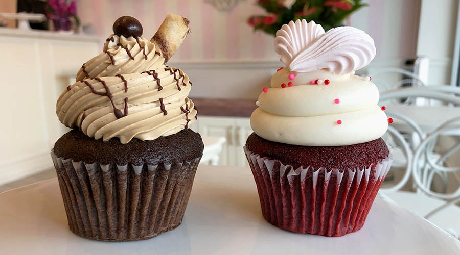 red velvet and chocolate espresso cupcakes