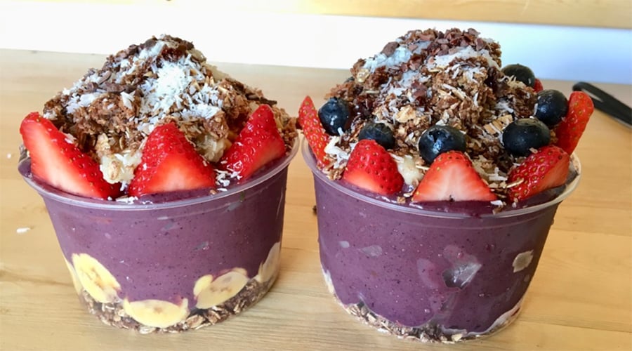 two loaded acai bowls