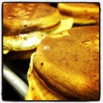 WHATCHAFILLIN: Freshly griddled stuffed waffles -- Tenderoni with hamburger macaroni (tomato sauce) and cheese; Megalicious with spinach, bacon and feta; Jammin with peanut butter and homemade strawberry jam
