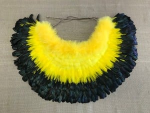 Kawika Lum-Nelmida weaves feathers into works of art. Photo: Courtesy Pai Foundation