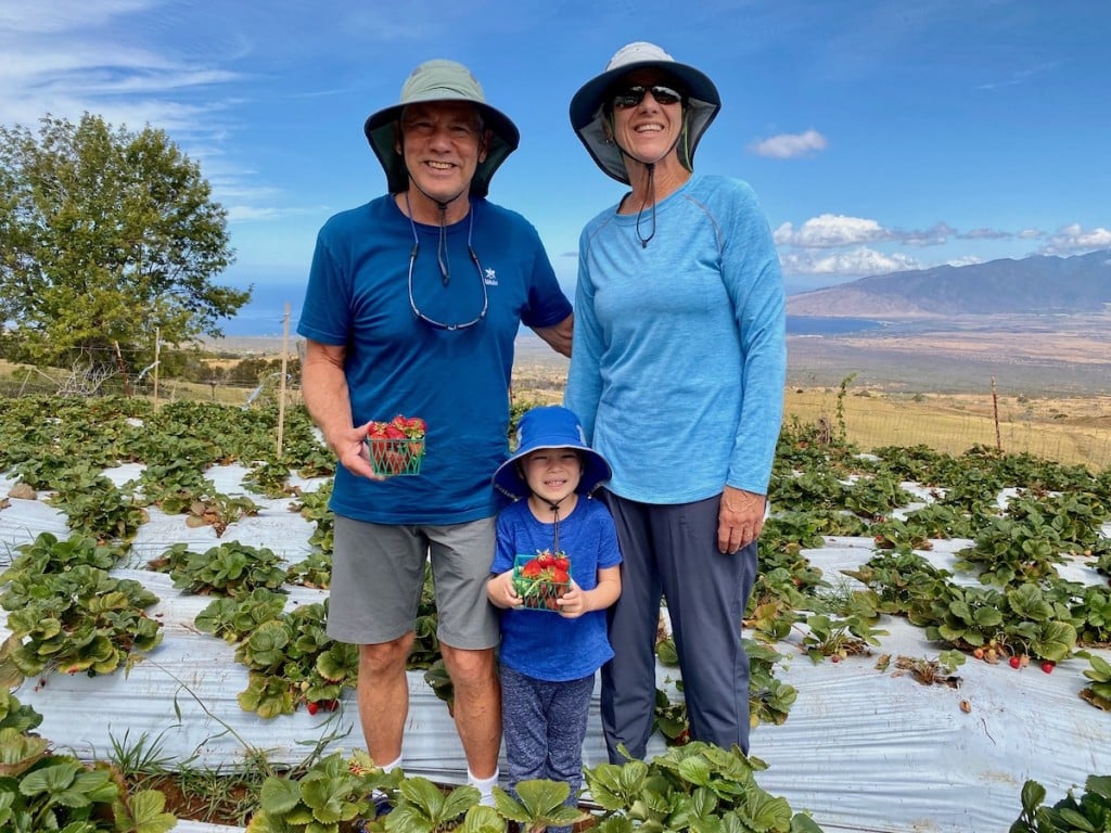 Maui trip Duke With Grandparents At Strawberry Farm