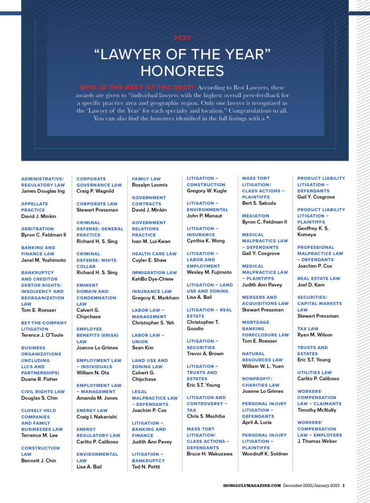 The Best Lawyers in Hawai‘i 2023