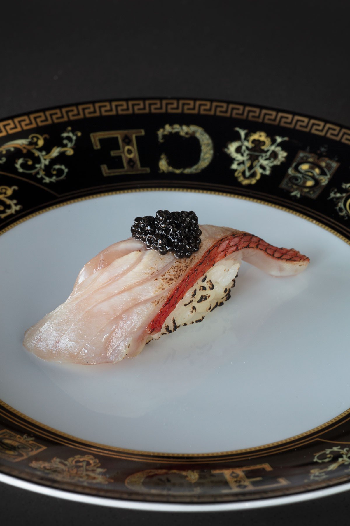 Torched Kinmedai Snapper Topped With Caviar