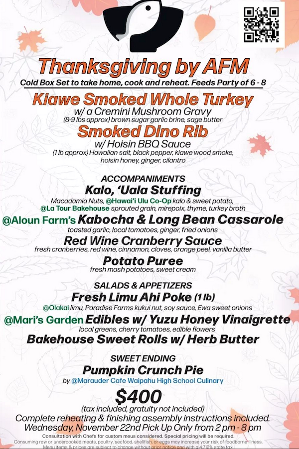 O‘ahu Restaurants’ DineIn and Takeout Menus for Thanksgiving 2023