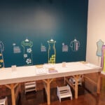 craft table with pencils and stencils