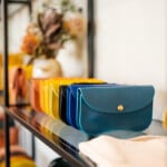 row of leather bags