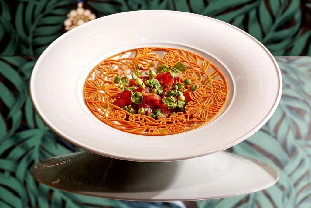 round white bowl with ahi tartare, a top 10 food post