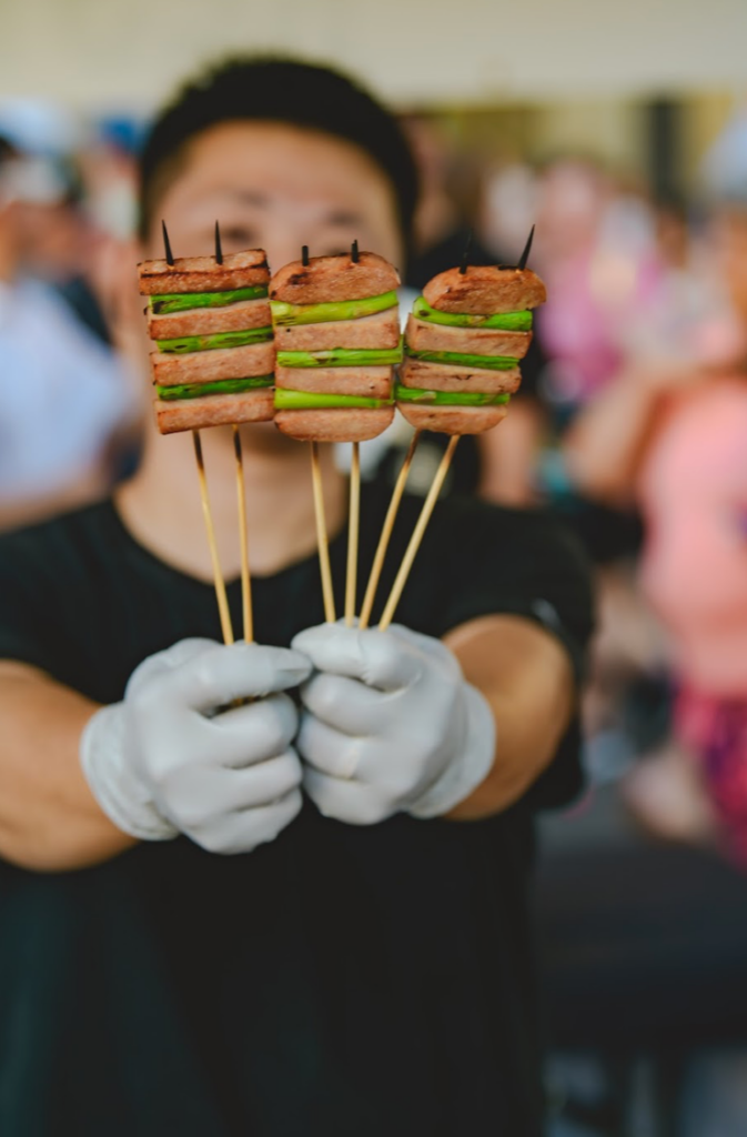 Khan Skewer Spam With Asparagus
