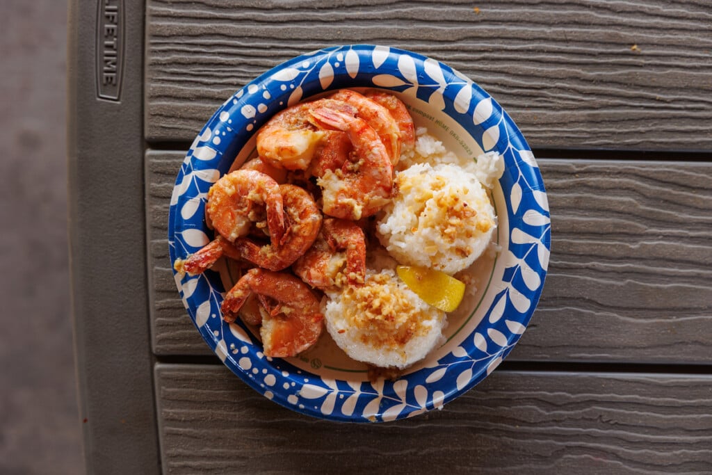 generous Shrimp on one of oahu's best garlic shrimp plates
