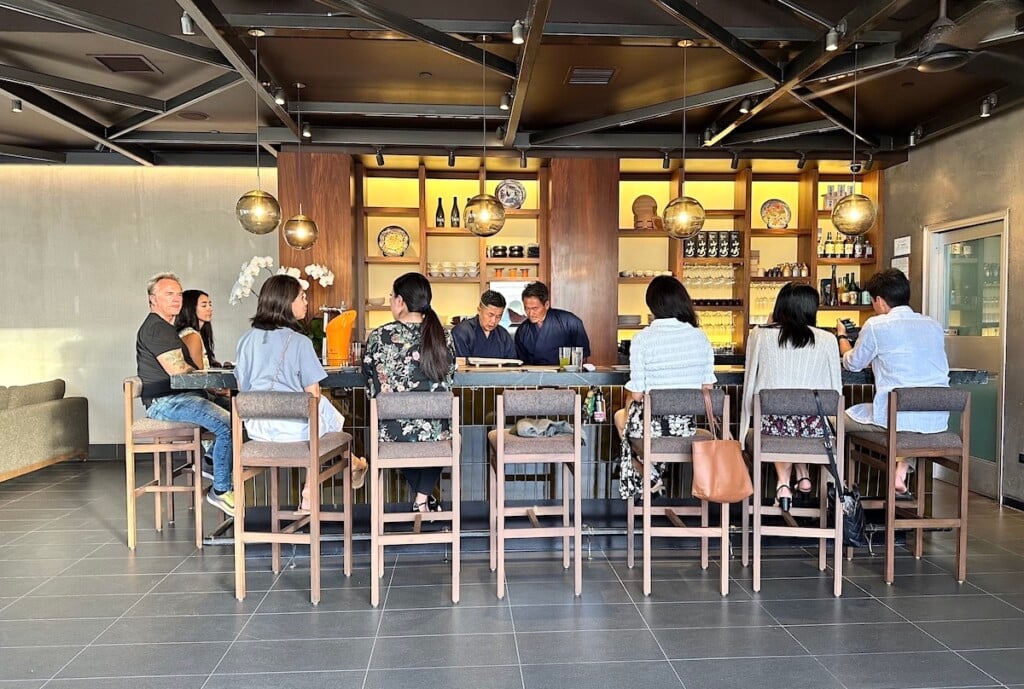diners at the counter at Hide Sushi in waikiki