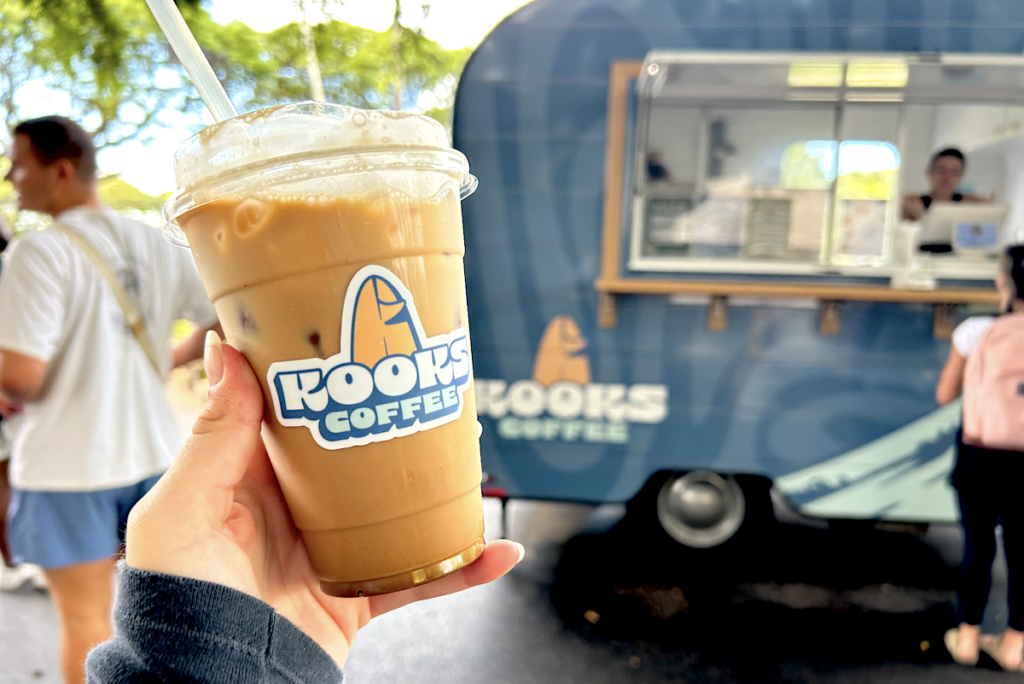 Kooks Coffee latte and blue truck