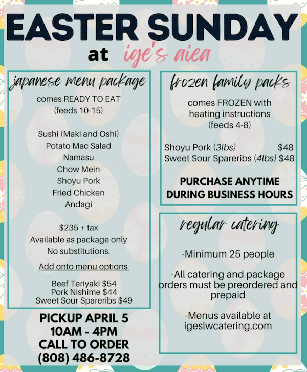 Easter Menus From All Over O‘ahu