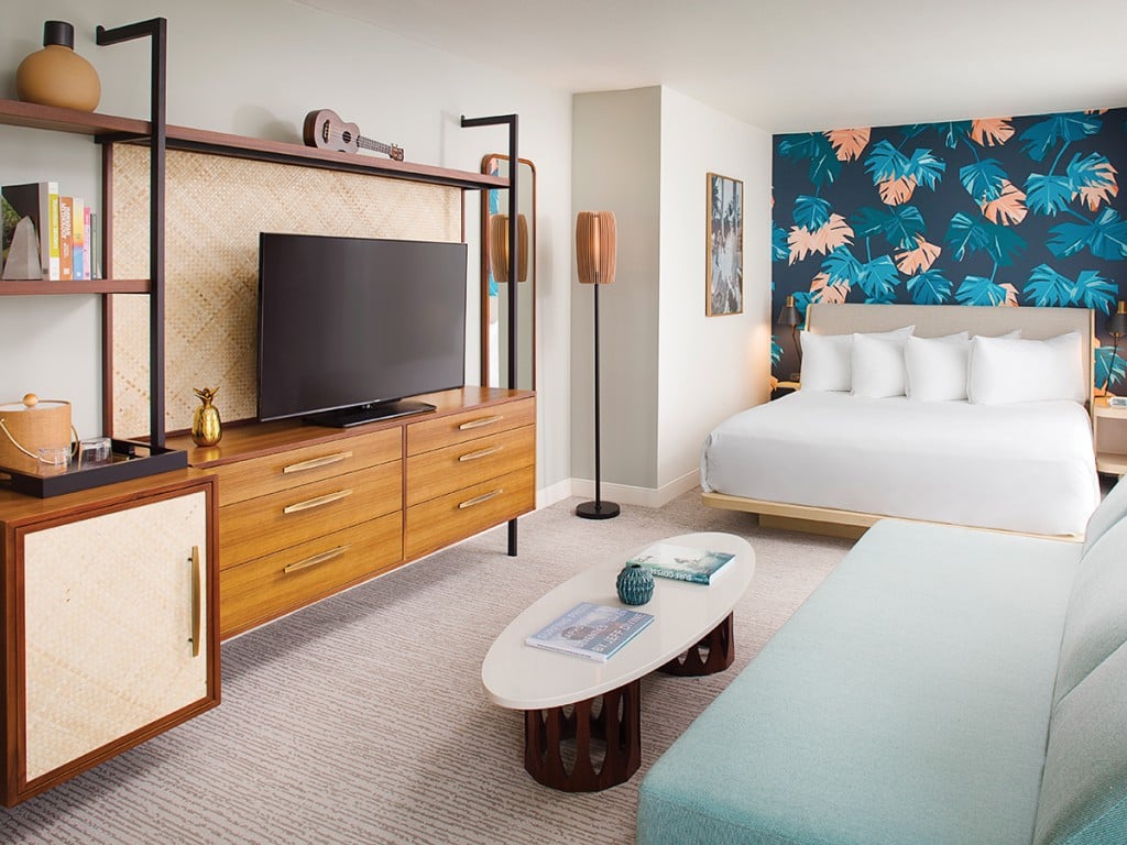 The Laylow Waikiki Hotel Blue Wall Bedroom