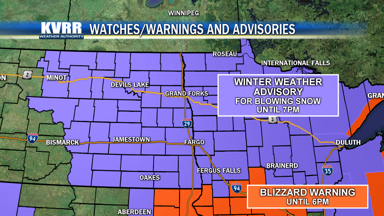 Blizzard Warnings Dropped for much of the Area KVRR Local News