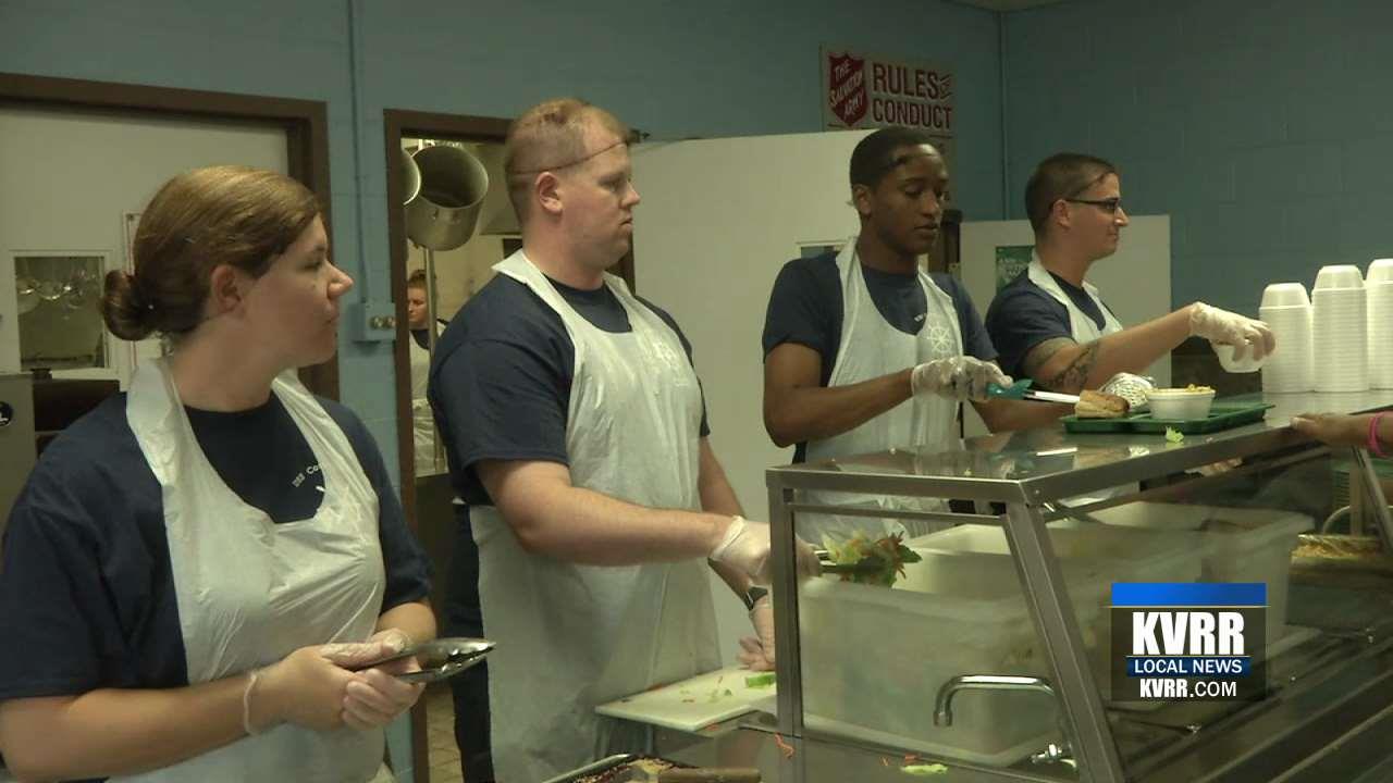 Navy Sailors Serve Breakfast and Lunch to People at the Salvation Army