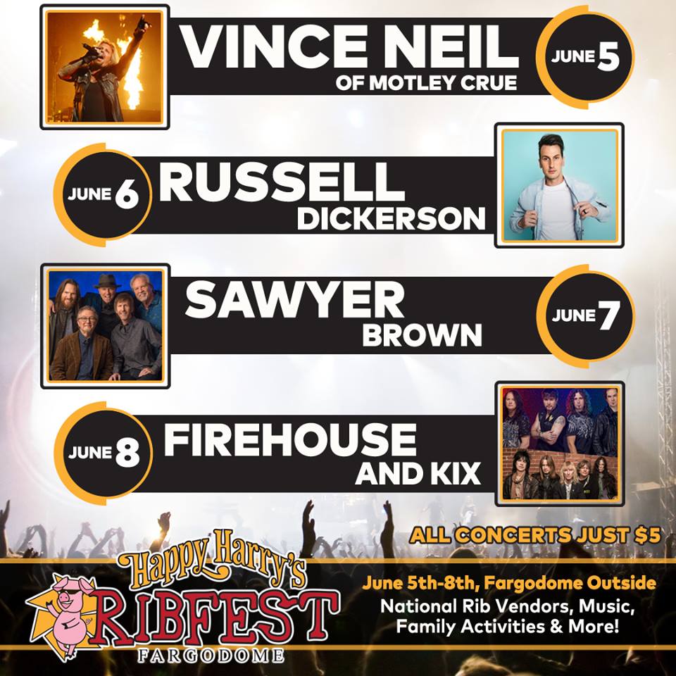 Ribfest Headliners include Russell Dickerson, Firehouse & Mötley Crüe's