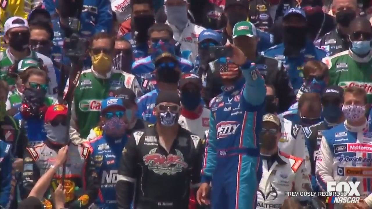 NASCAR Drivers; Pit Crews Stand With Bubba Wallace Ahead of Race at