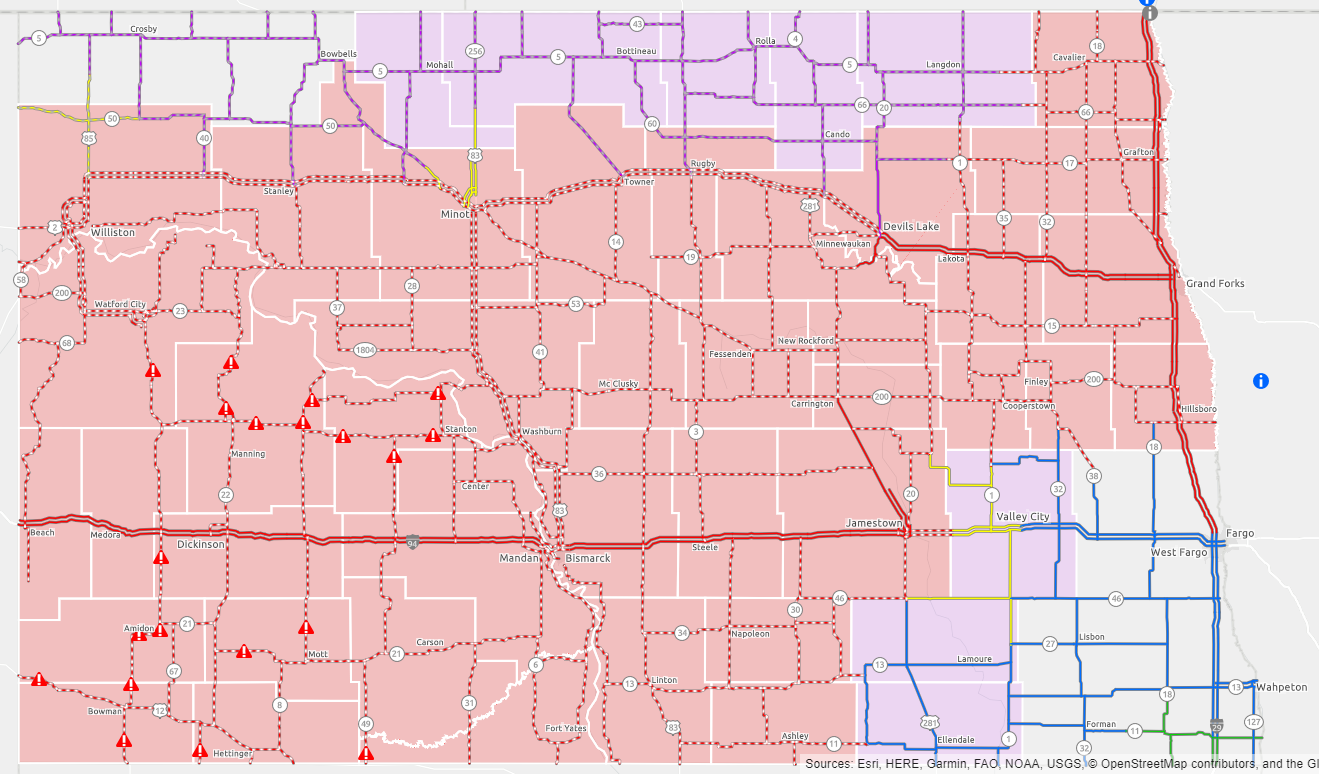 Update Portions Of I 94 I 29 And Hwy 2 Closed In North Dakota Kvrr Local News 8877