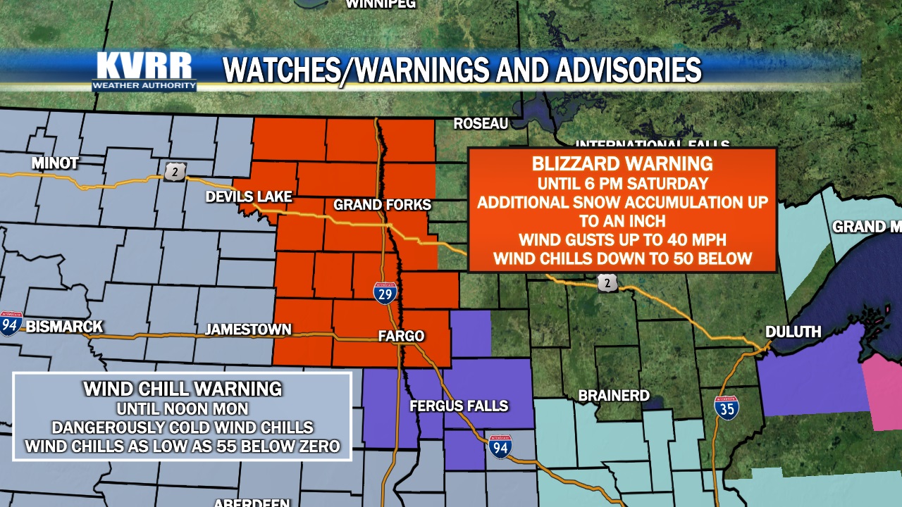 Blizzard, dangerous wind chills strike Red River Valley - KVRR Local News
