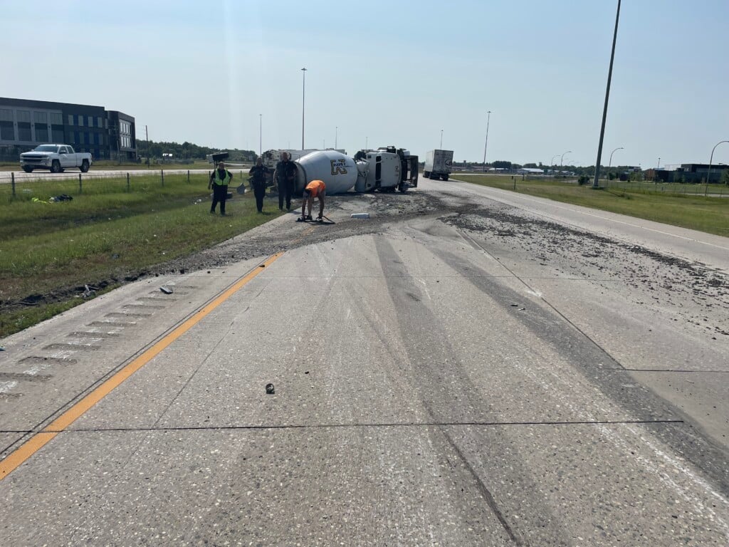 Cement truck rollover on I-94 in West Fargo - KVRR Local News