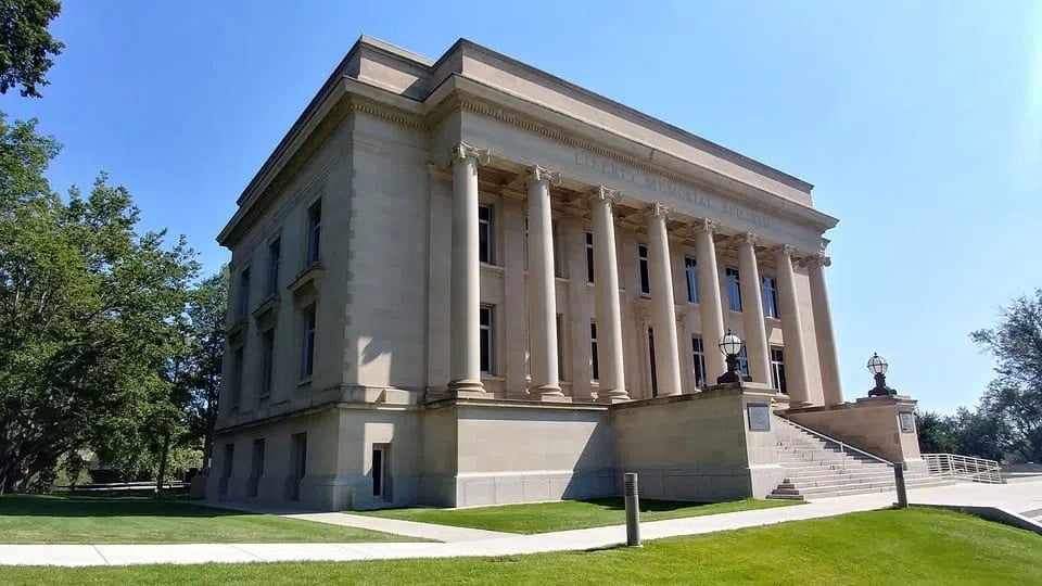 The Liberty Memorial Building on the Capitol grounds in Bismarck has housed the State Library in two separate periods of its existence. First, from 1924-1970, and then from 1982 onward after the building underwent renovations. (Photo provided via North Dakota Monitor)