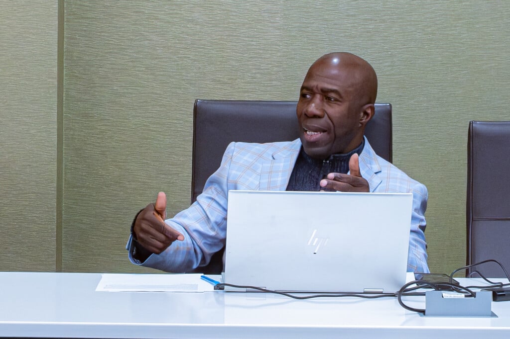 Sekou Sirleaf Chair Of The Fargo Human Rights Commission Leads The Commission Meeting Last Thursday At Fargo City Hall