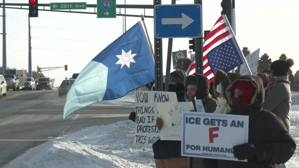 Protesters Line The Street In Moorhead For 'economic Blackout' Protest Against Ice