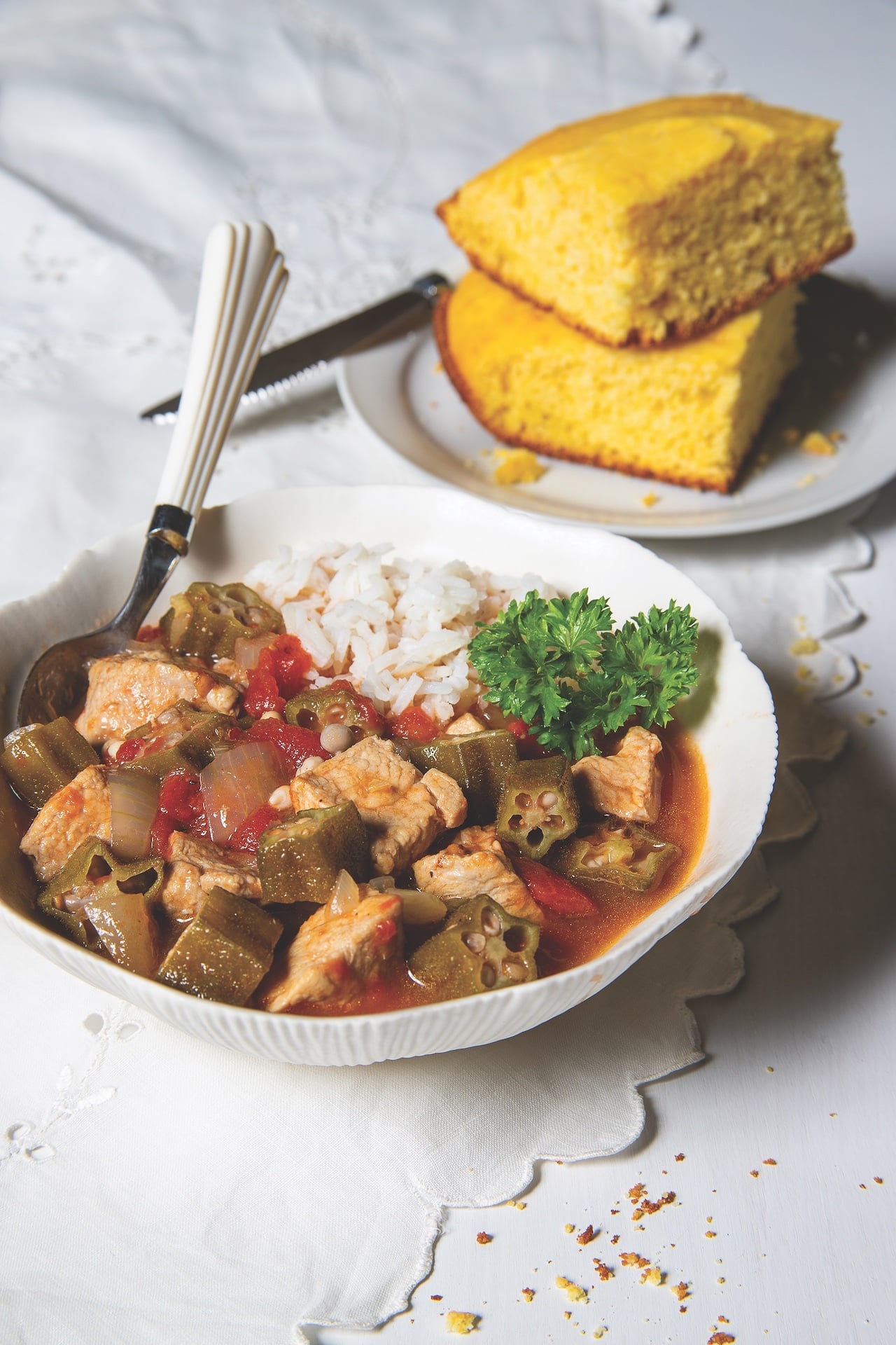 Pork Stewed with Okra and Tomatoes