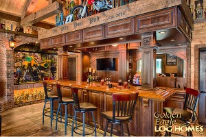 Completed Interior Bar Cabinetry Pool House Pub Timber Frame Hand Hewn 9