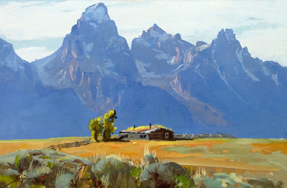 Schwiering Conrad 1916 1986 Teton Home Oil On Board 12 X 18