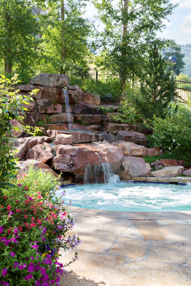 Beaver Creek Park Hyatt This Summer Mountain Living   Beaver Creek Park Hyatt Waterfall Jacuzzi 768x1152 