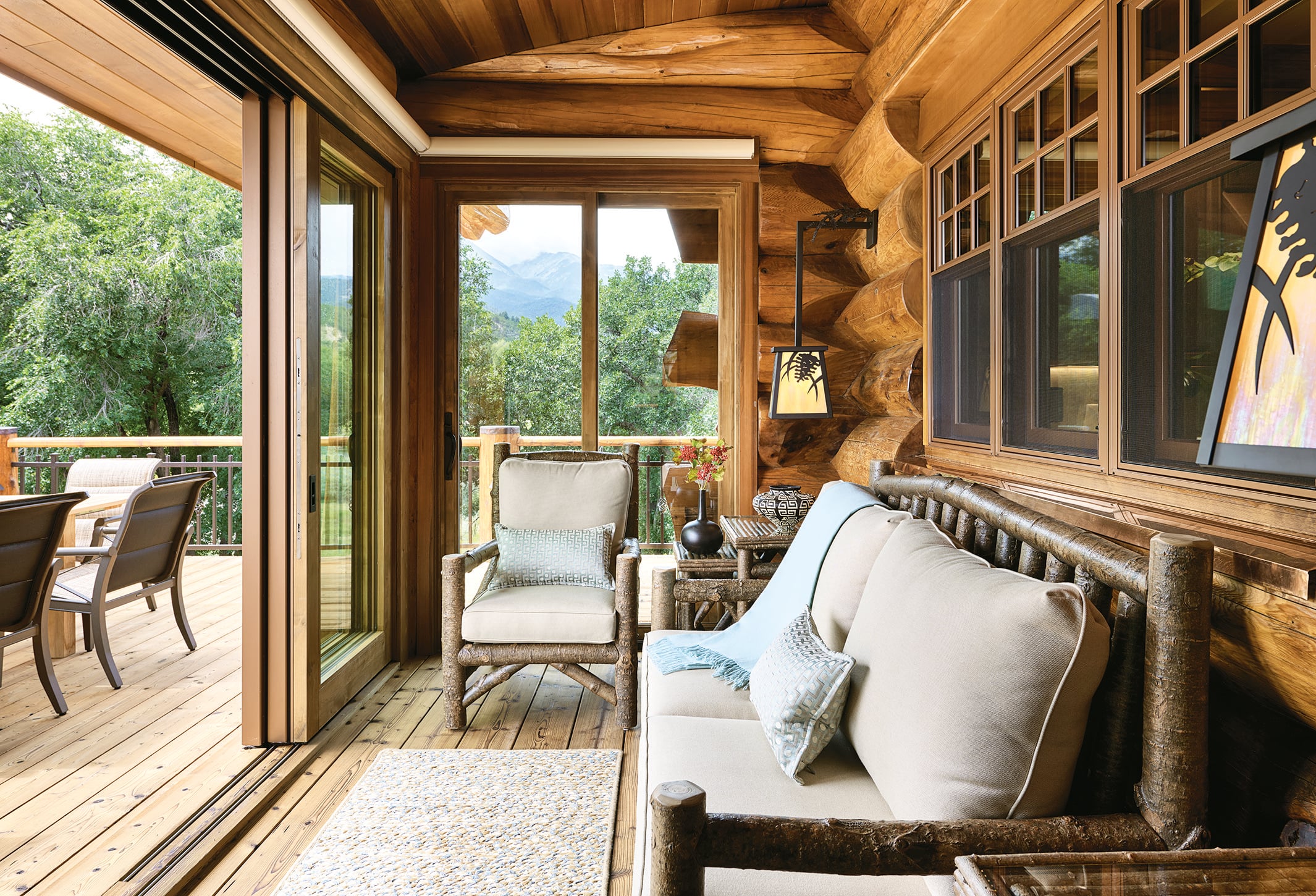 A Spacious Newly Built Cedar Log Cabin with Transitional Style ...