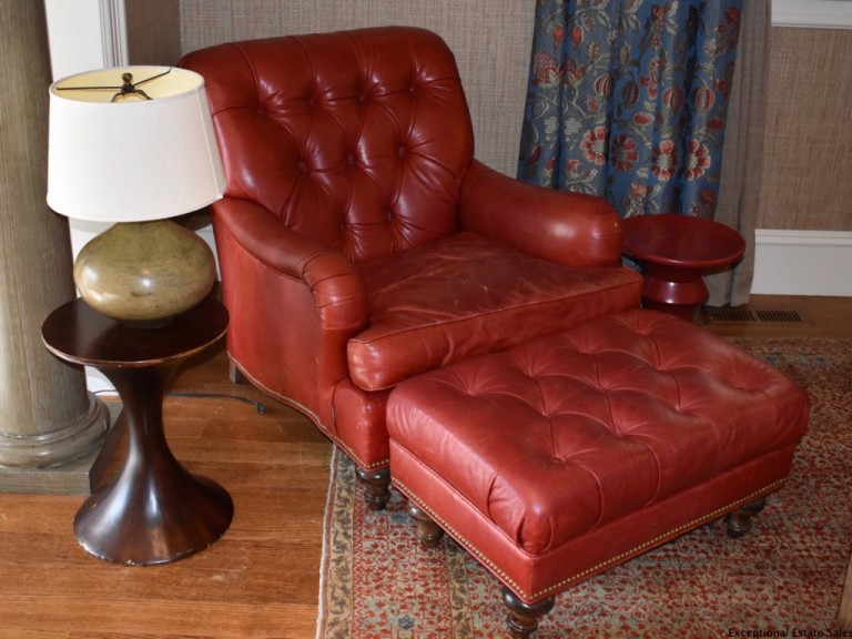 Red leather chair and ottoman Rhode Island Monthly