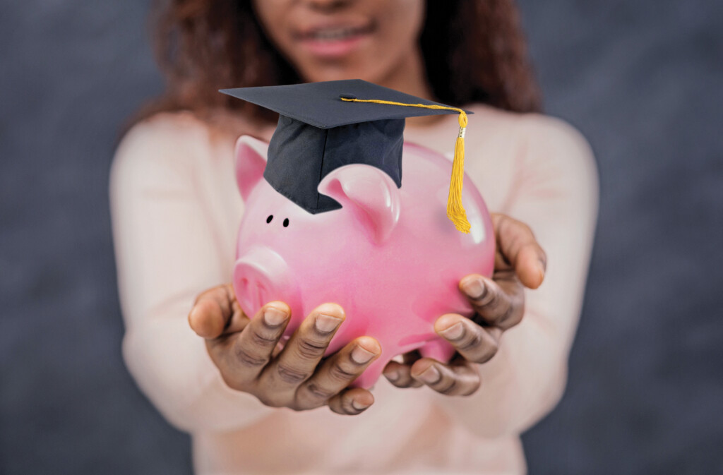 African Woman Holding Piggy Bank, Selecive Focus