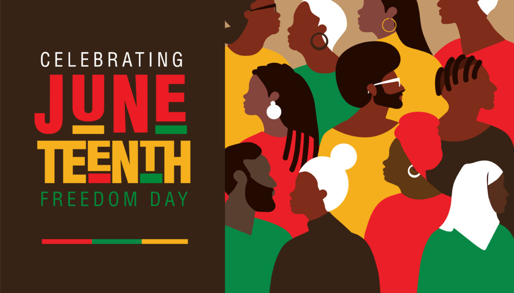 Juneteenth Freedom Day Celebration Web Banner Design With Crowd Of People